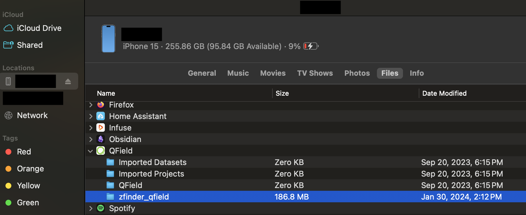 Finder view