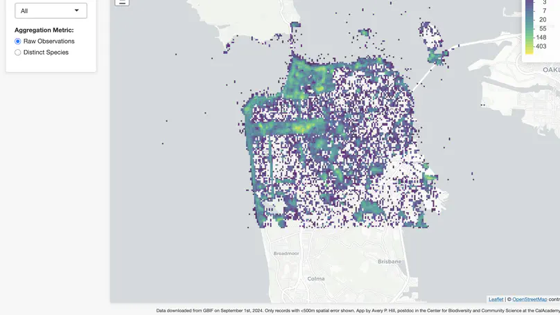 San Francisco iNaturalist Coverage Explorer